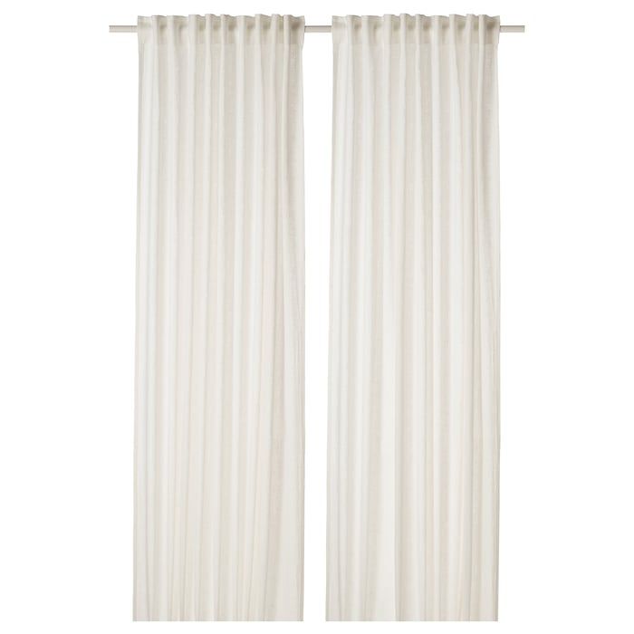 DYTÅG curtains, 1 pair, white/with heading tape, 57x98"