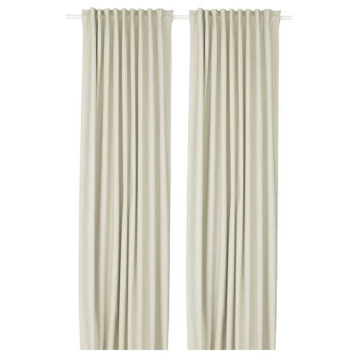 KORGMOTT Black-out curtains, 1 pair, beige/with heading tape, 57x98"