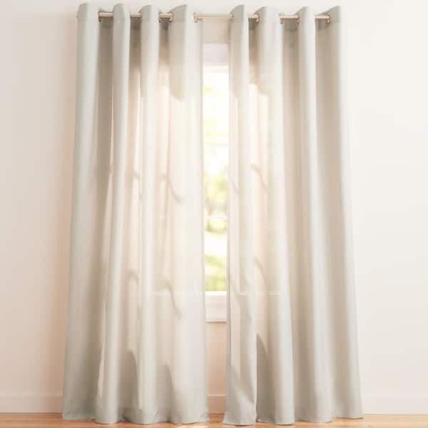 EXCLUSIVE HOME Loha Natural Solid Light Filtering Grommet Top Curtain, 54 in. W x 84 in. L (Set of 2)