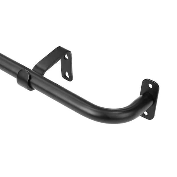 StyleWell 48 in. - 84 in. Adjustable 5/8 in. Wraparound Single Curtain Rod in Matte Black