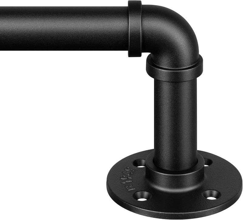 Zeerobee Curtain Rod 48–86", 1" Industrial Black, Wrap Around